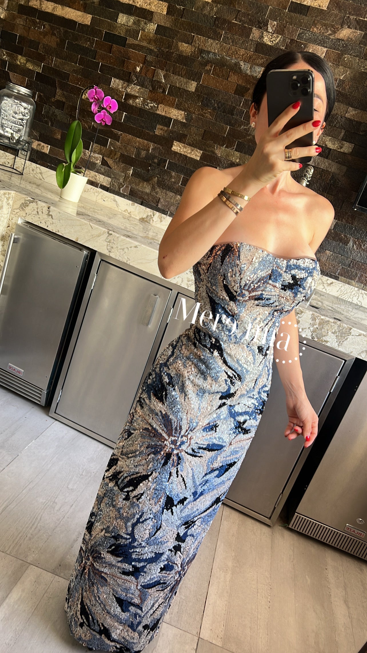 Vestido ramas lentejuelas