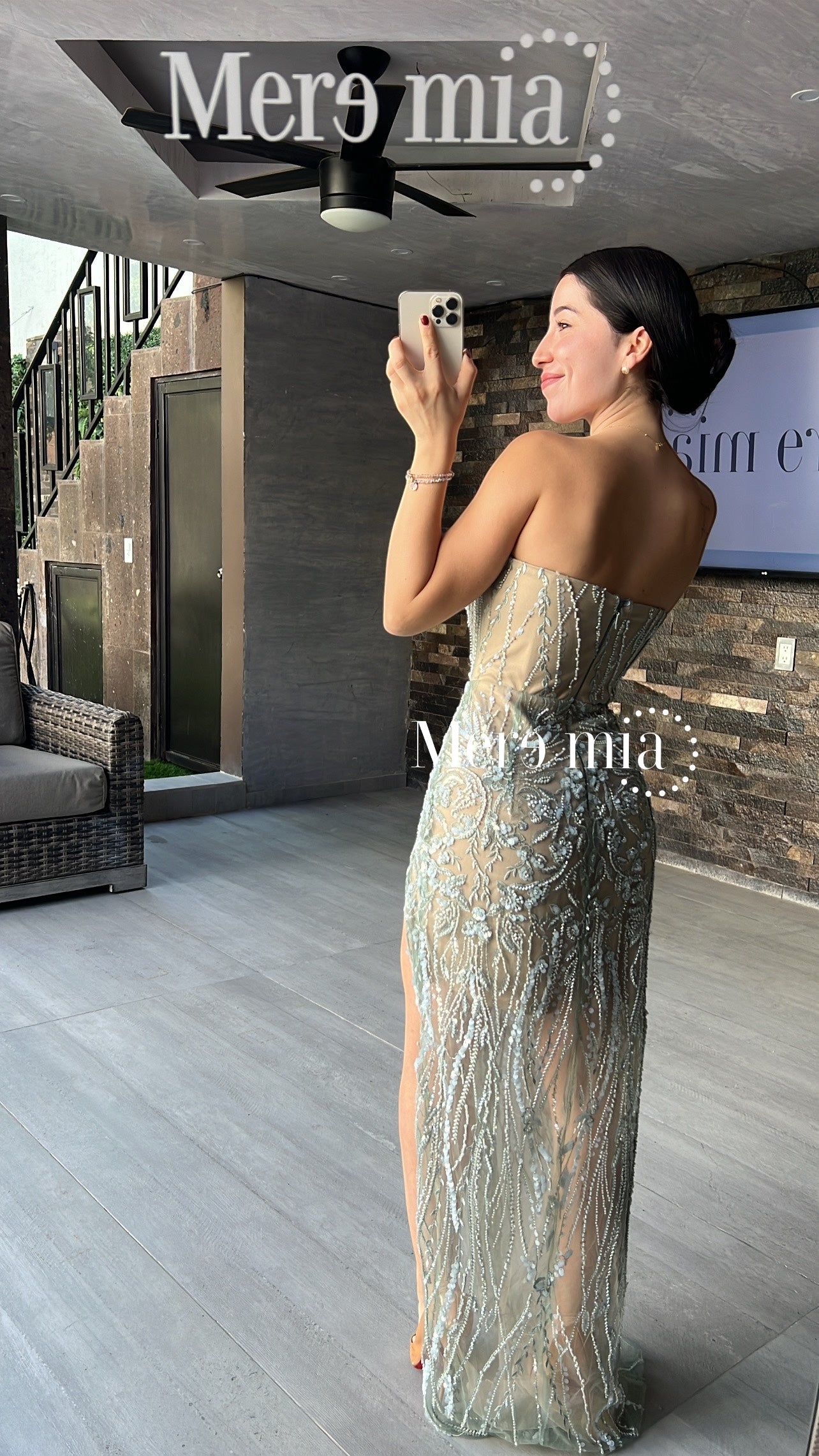 Vestido nude plata apl