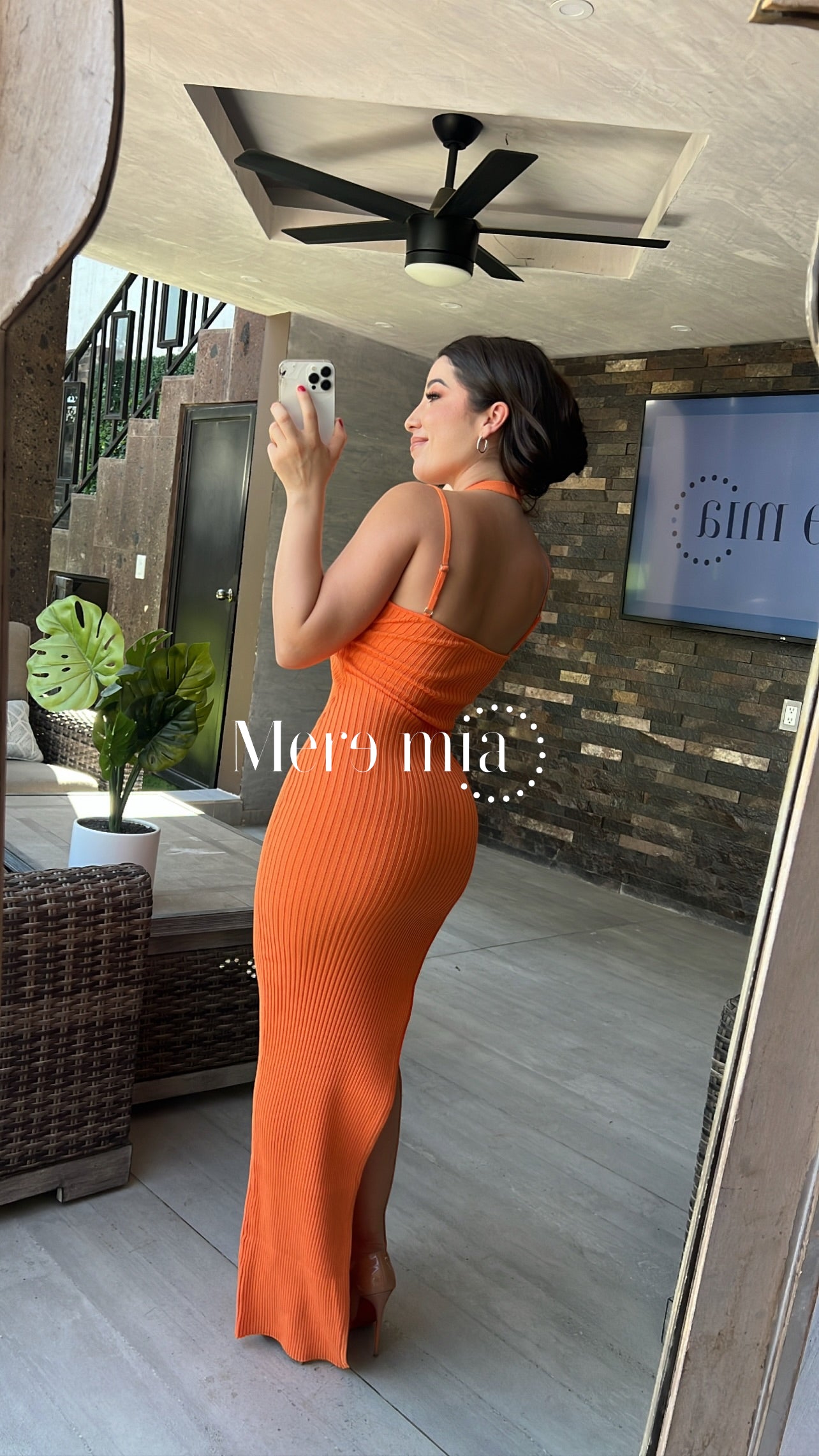 Vestido naranja stretch