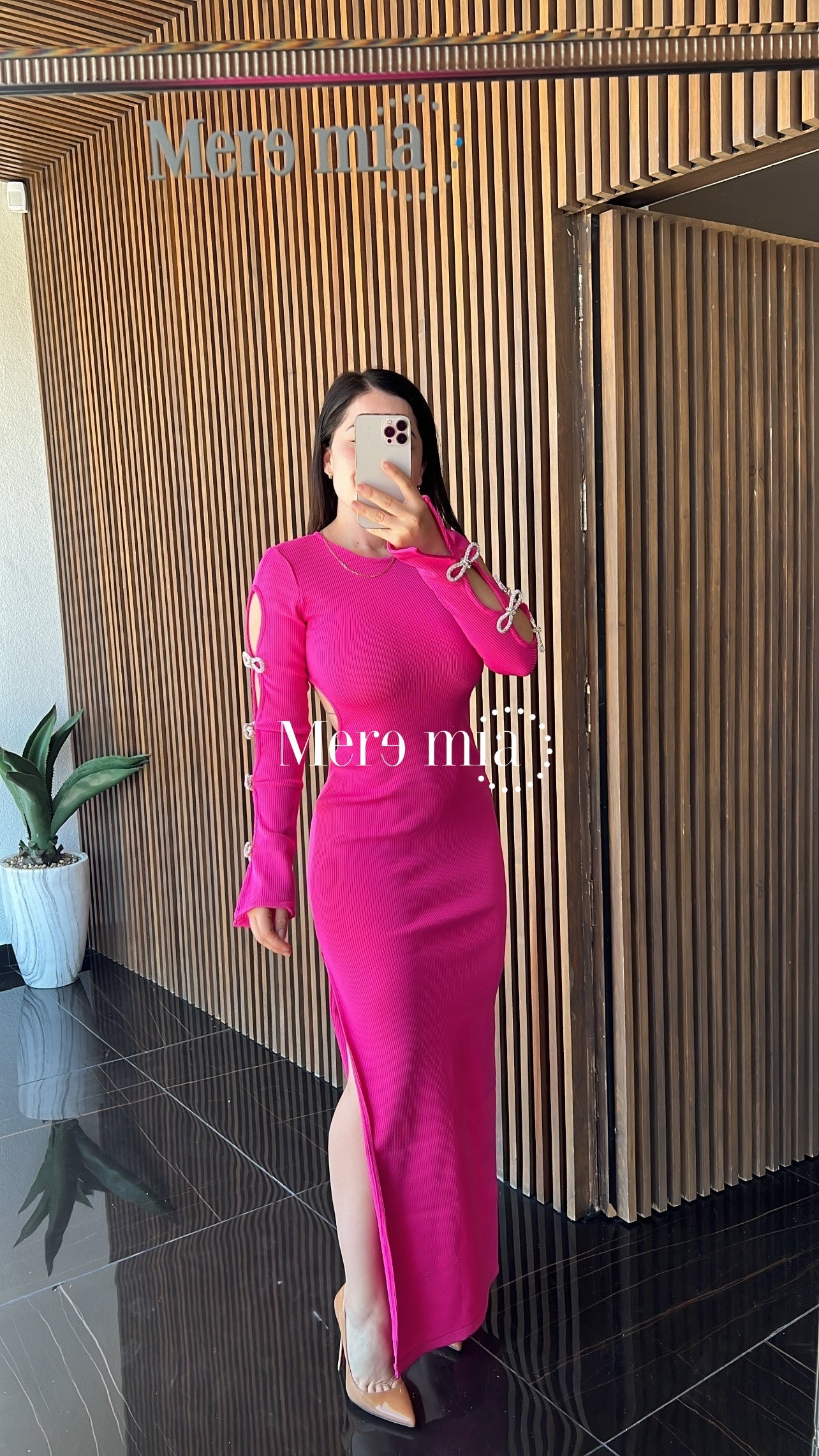 Vestido rosa abert apl moños