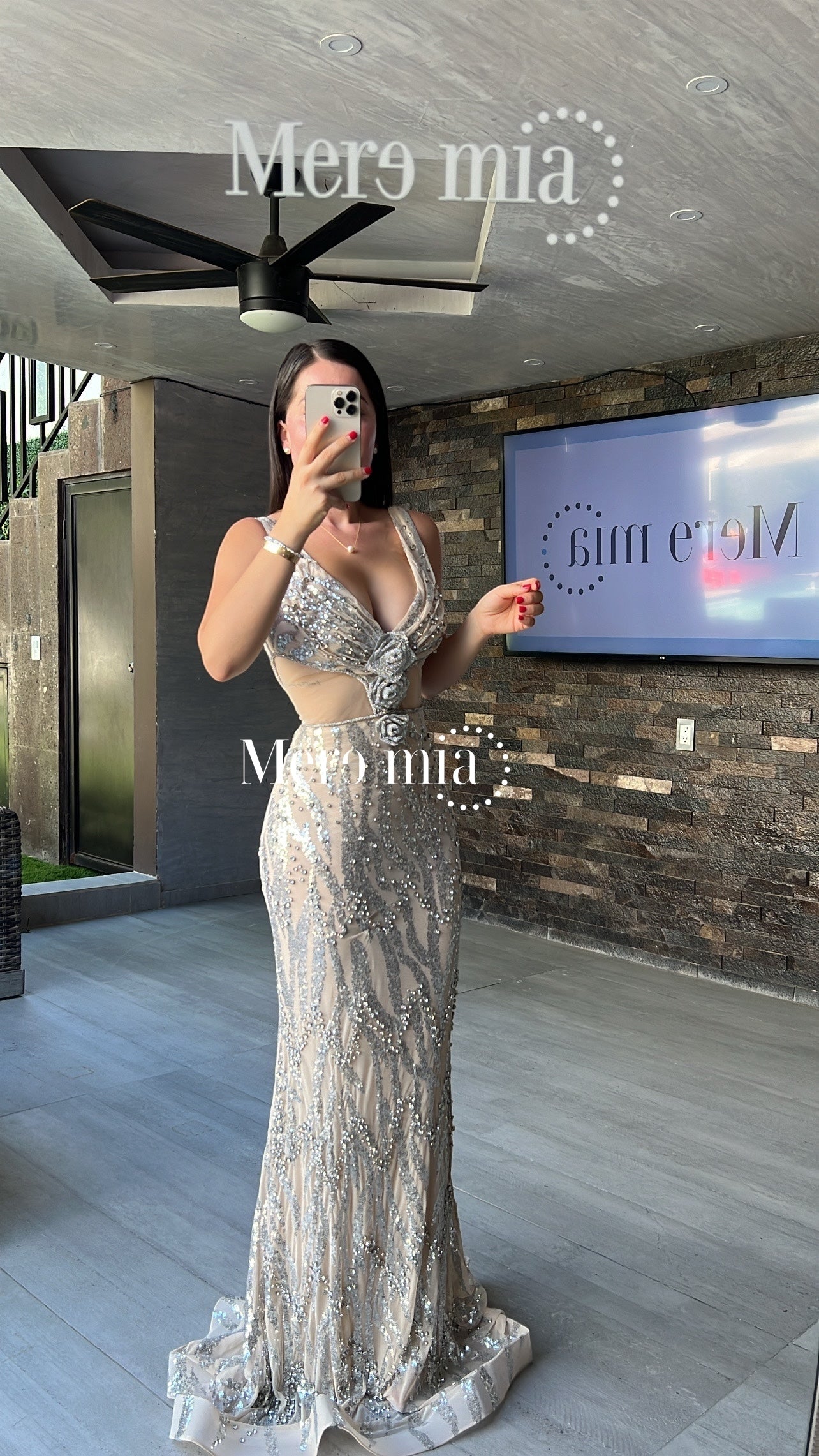 Vestido nude plata aber