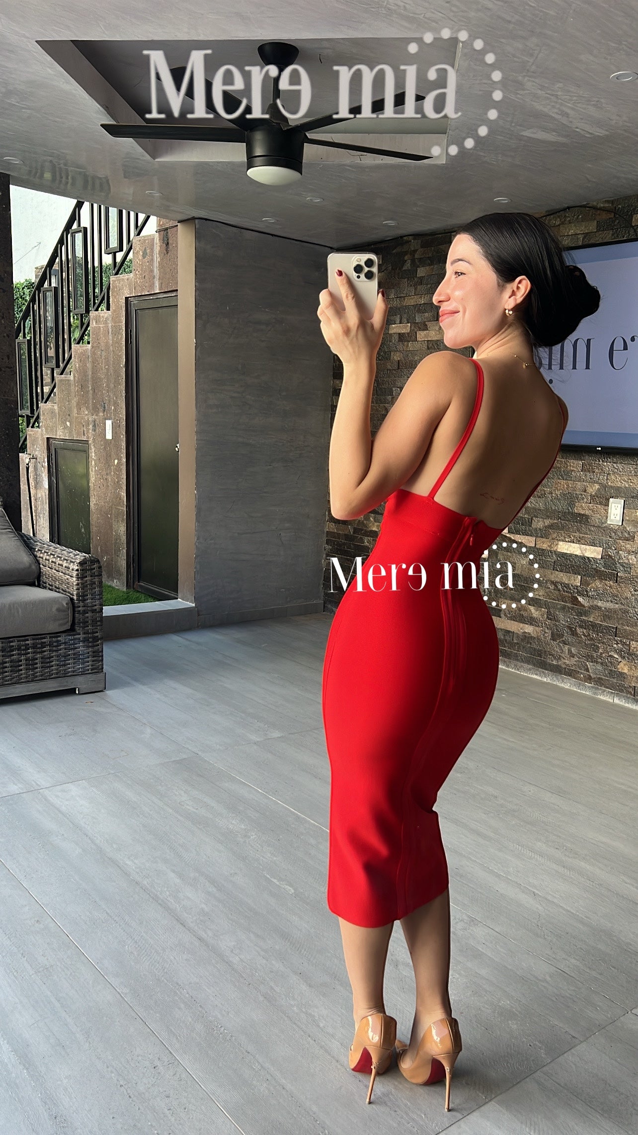 Vestido rojo  midi liso