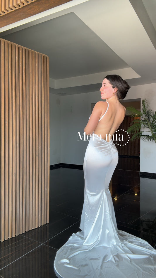 Vestido blanco perla espalda