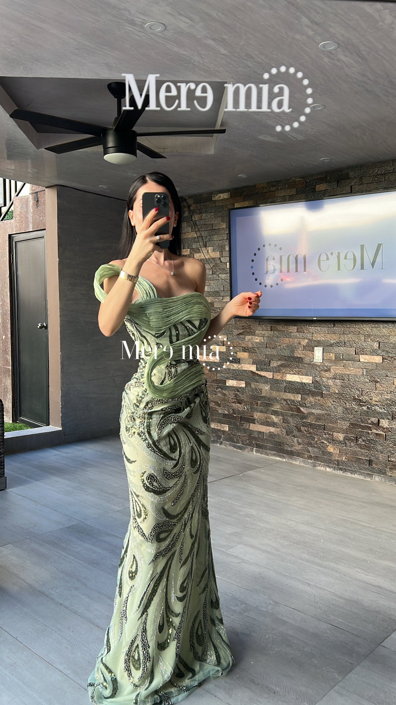 Vestido verde pist tul