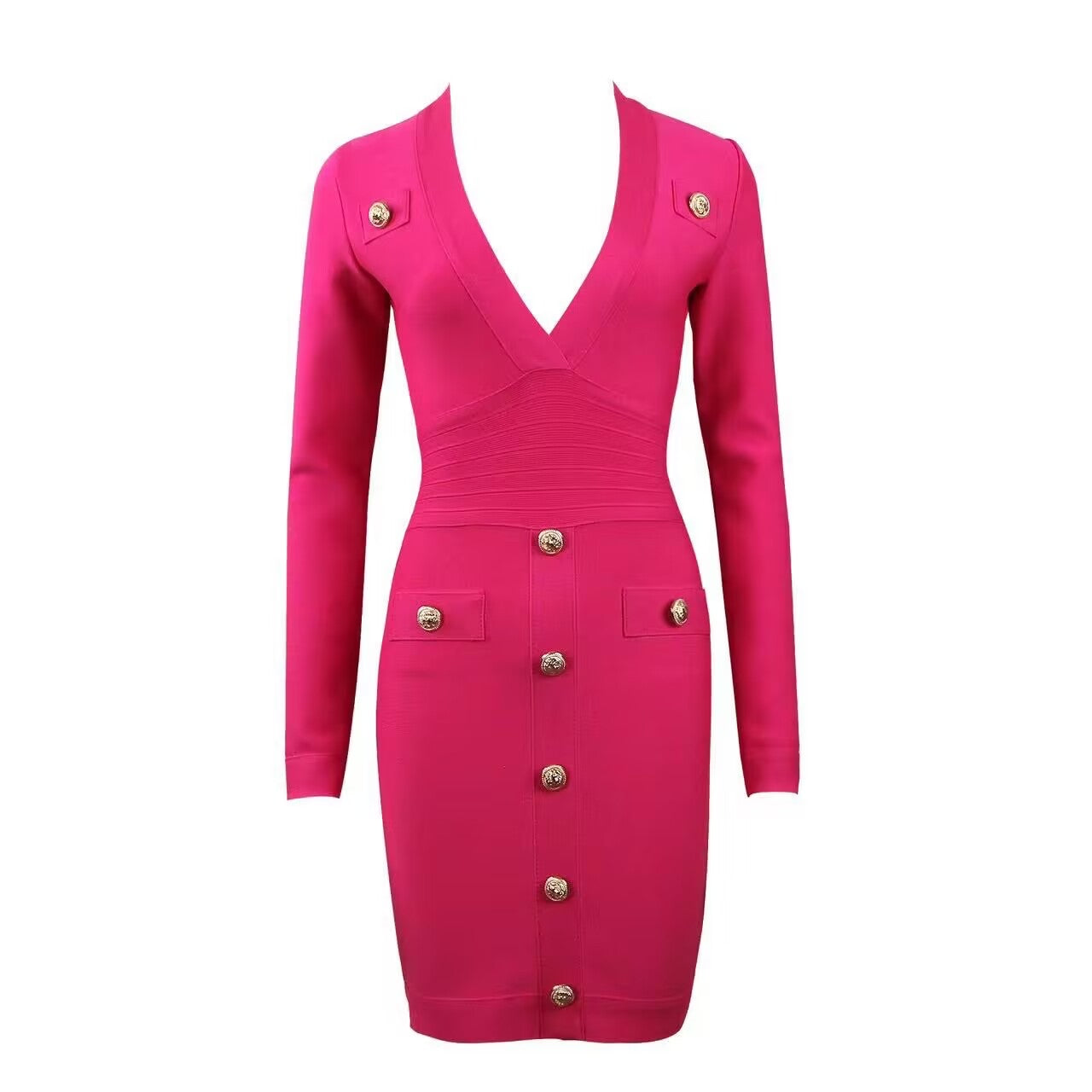 Vestido rosa fucsia botones