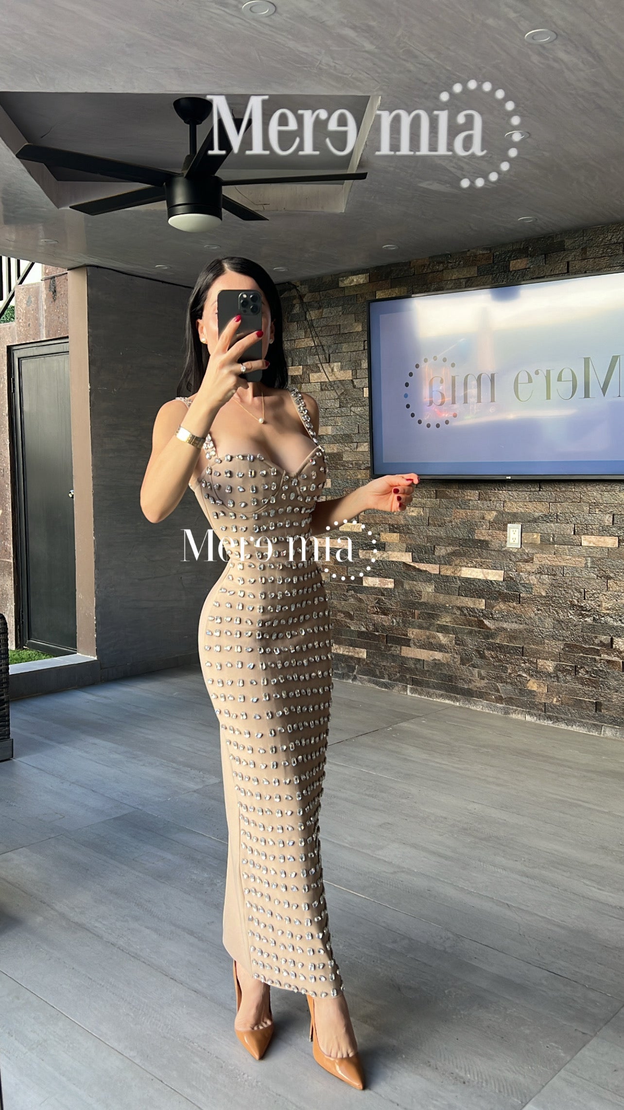 Vestido apl plata copas