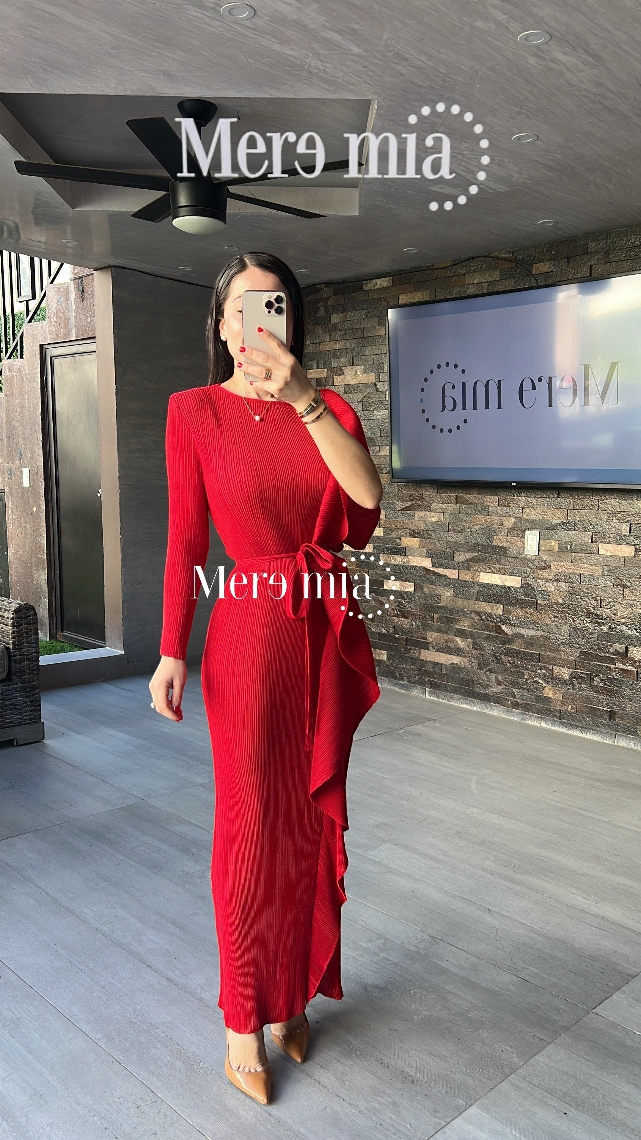 Vestido plisado escarola