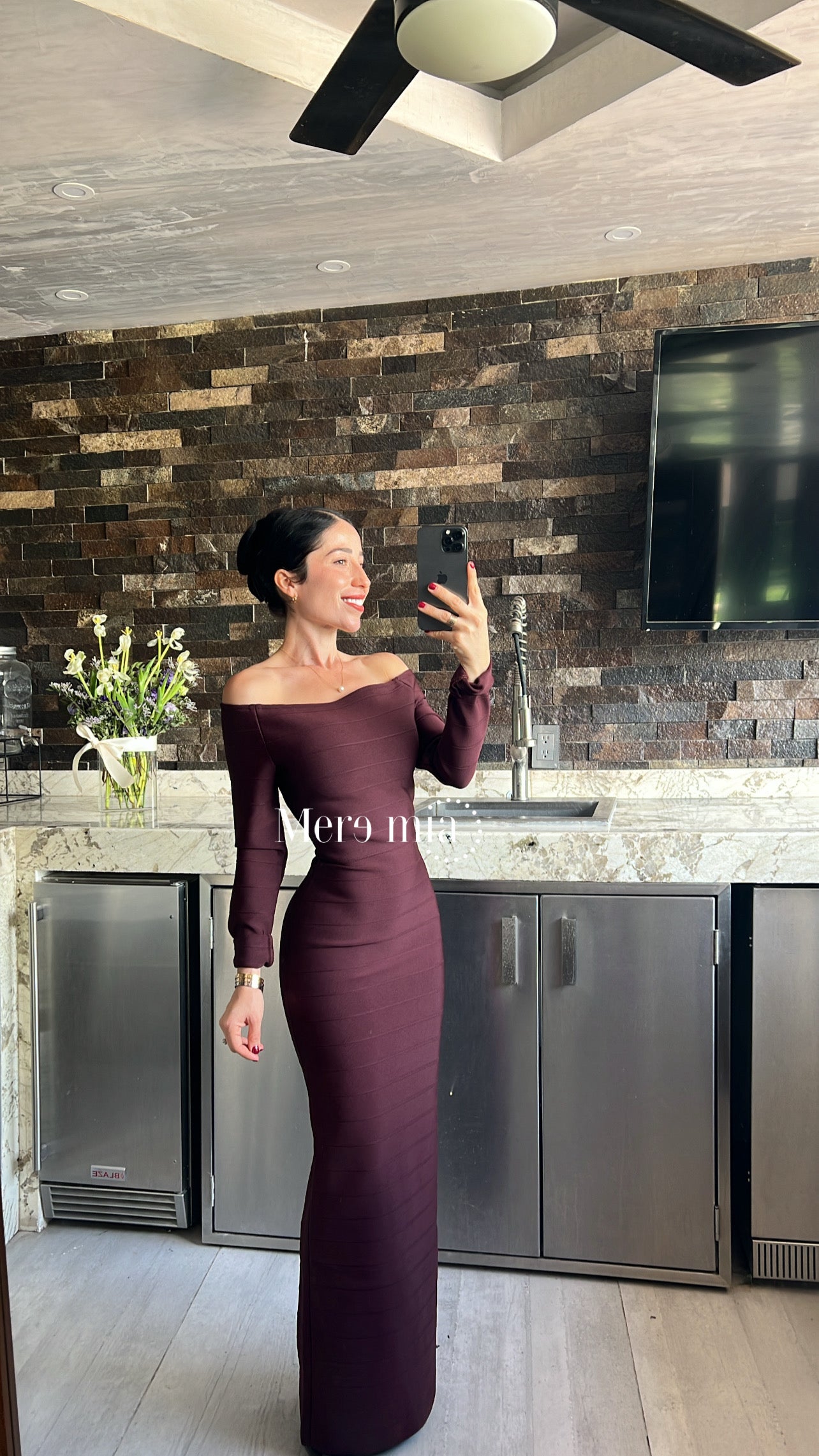 Vestido rayado escote U