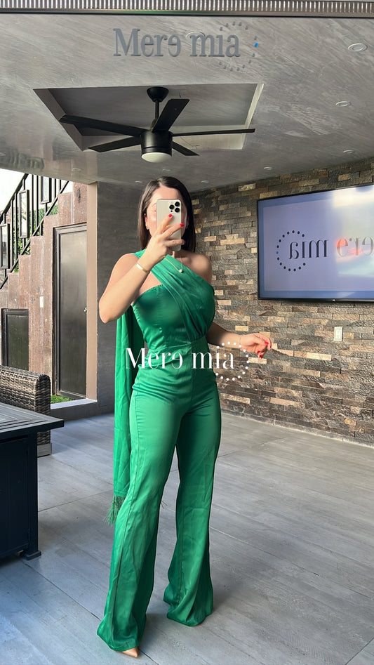 Jumpsuit verde hombro