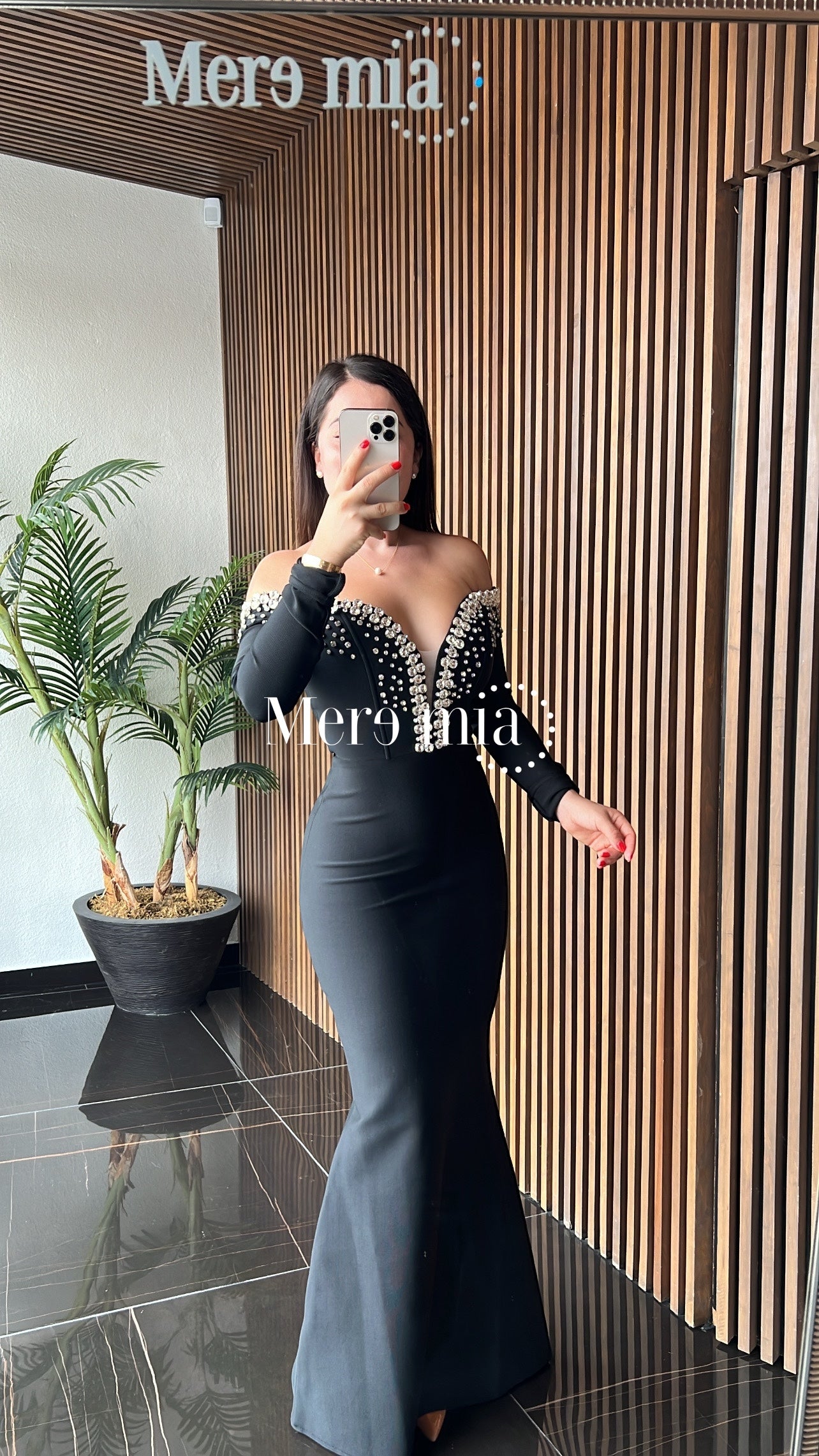 Vestido negro perlas ml