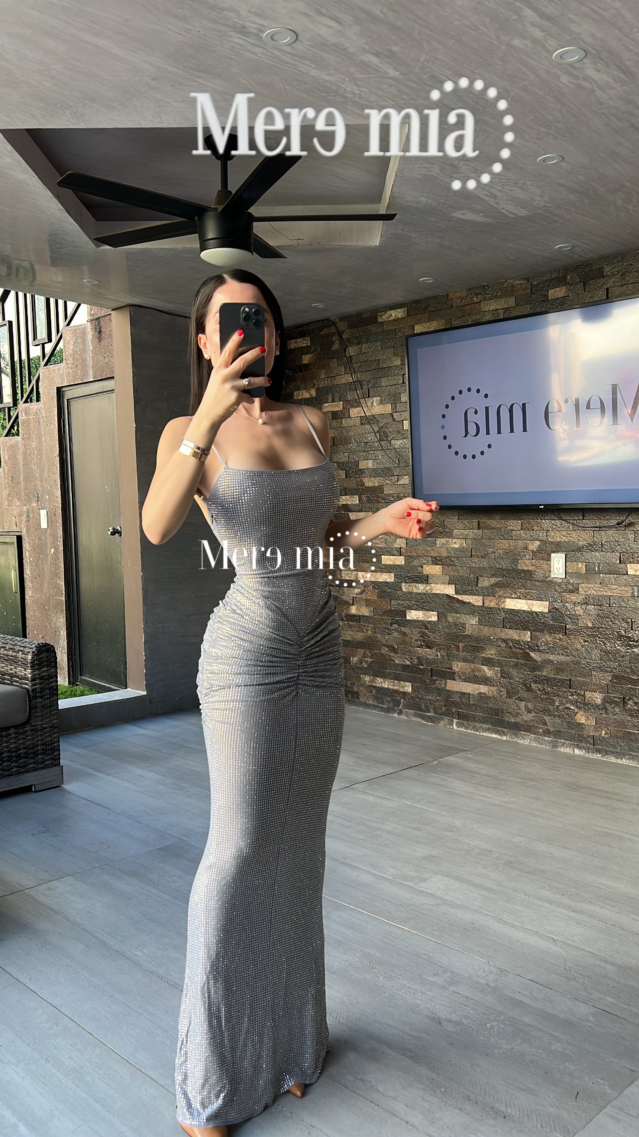 Vestido plata puntos nudo