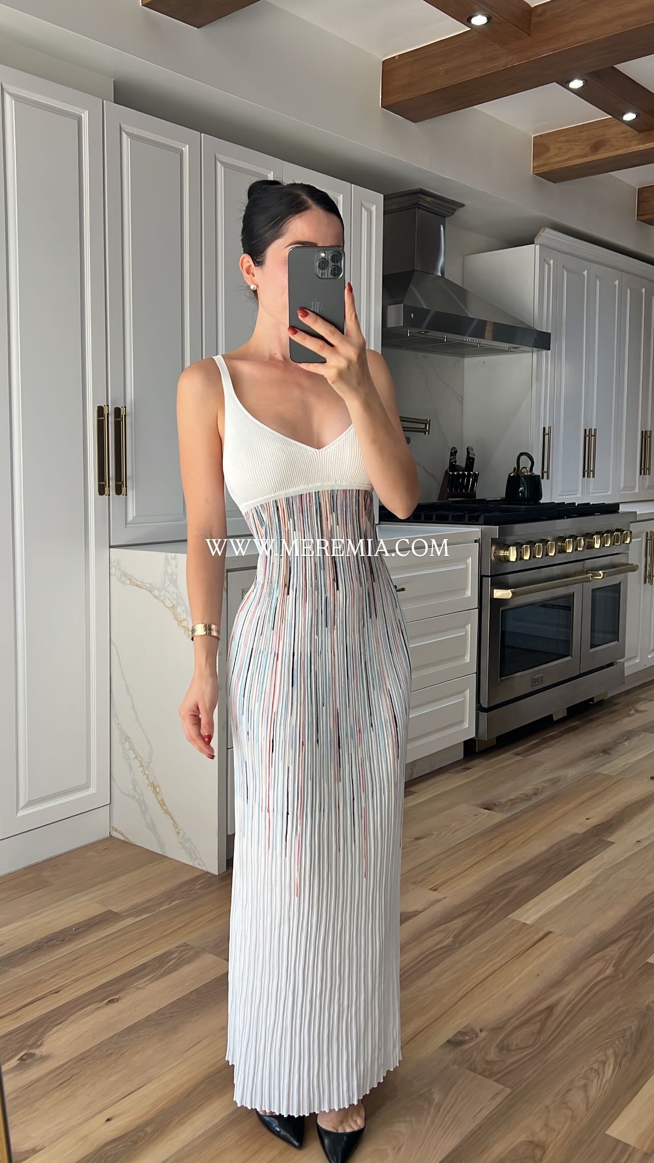 Vestido blanco rayas colores