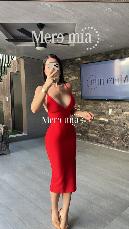 Vestido rojo  midi liso