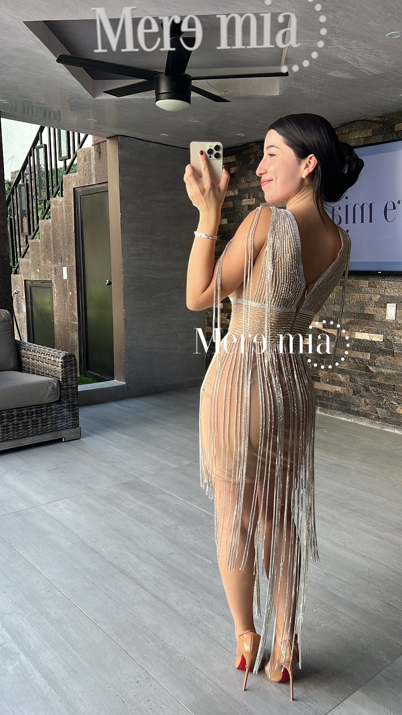 Vestido nude cadenas V