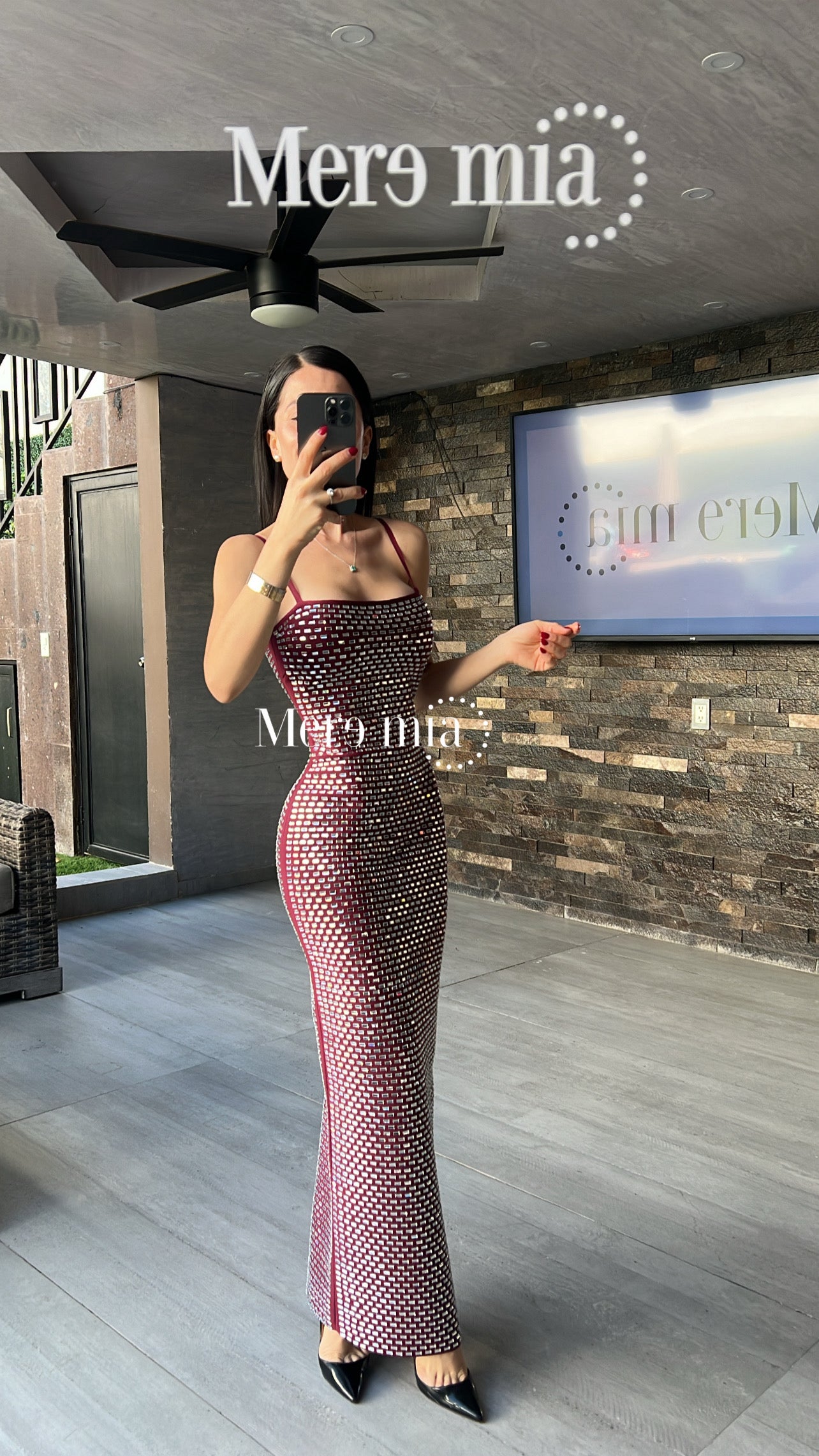 Vestido tinto apl plata