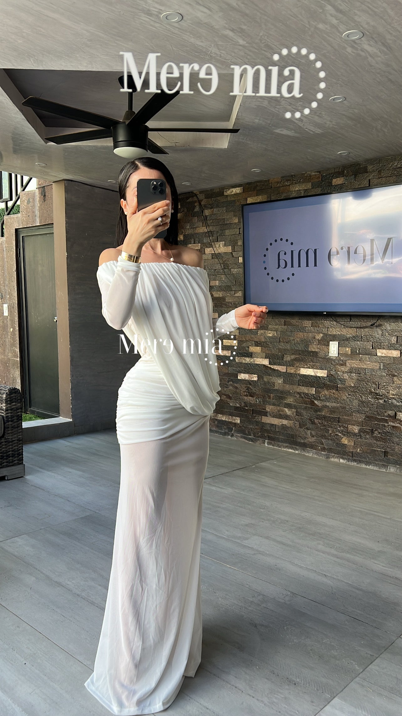 Vestido plisado malla hombros