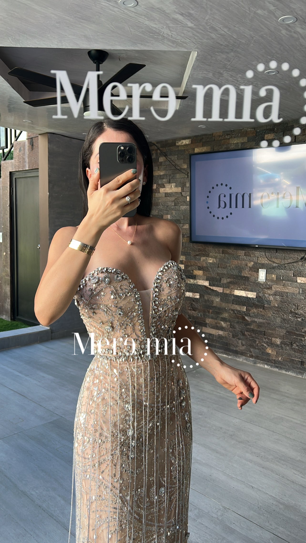 Vestido plata nude