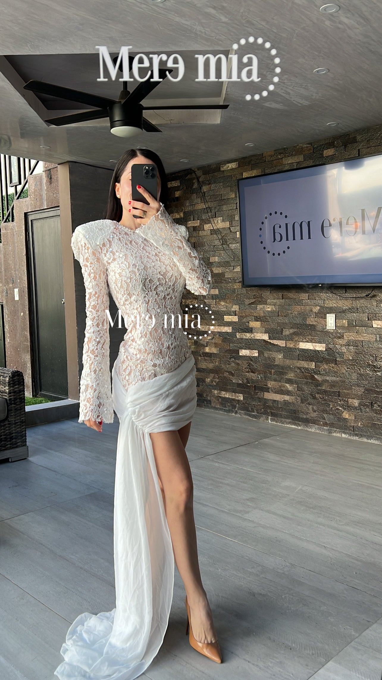 Vestido blanco encaje estola