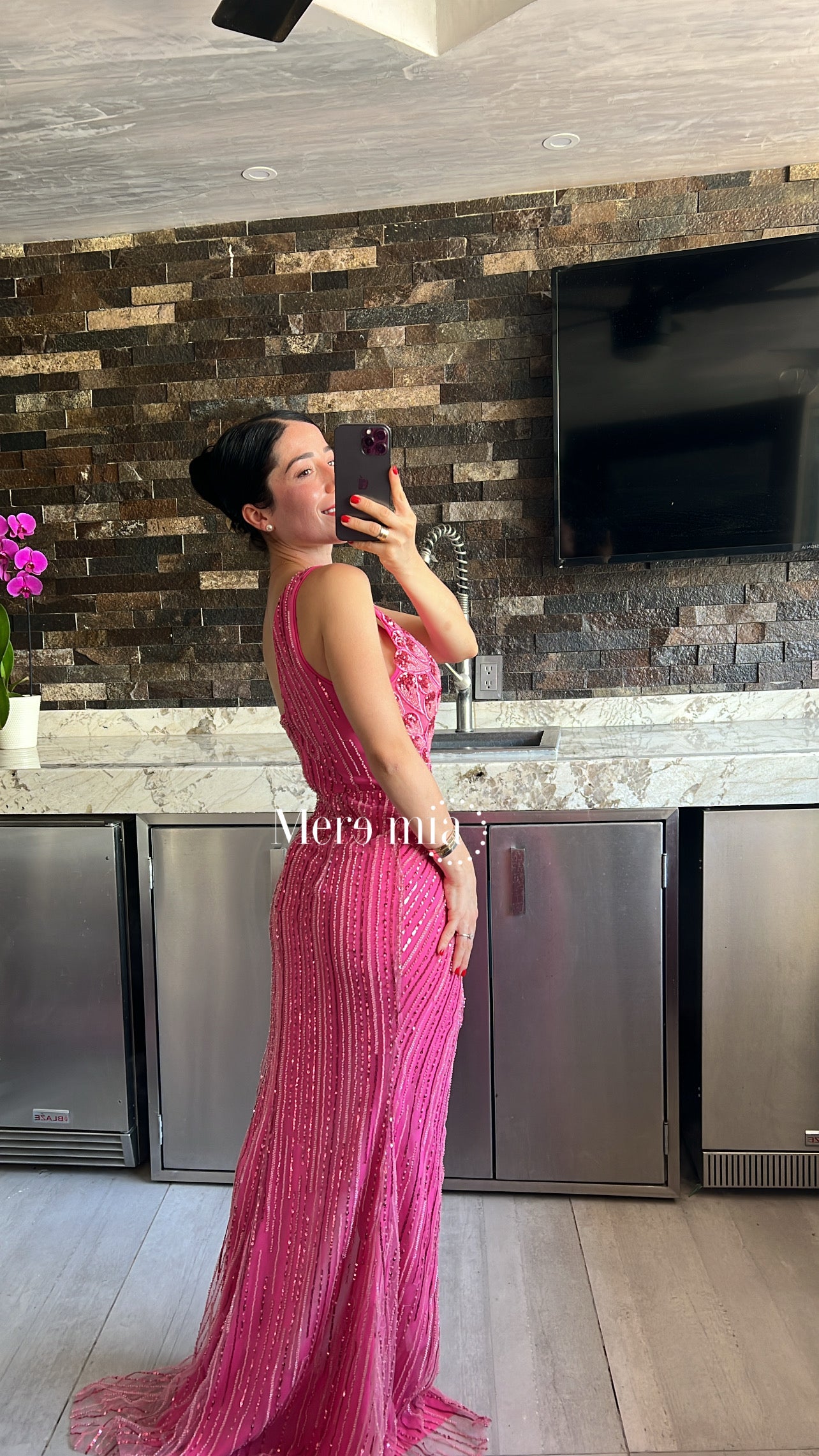 Vestido rosa lent hombro