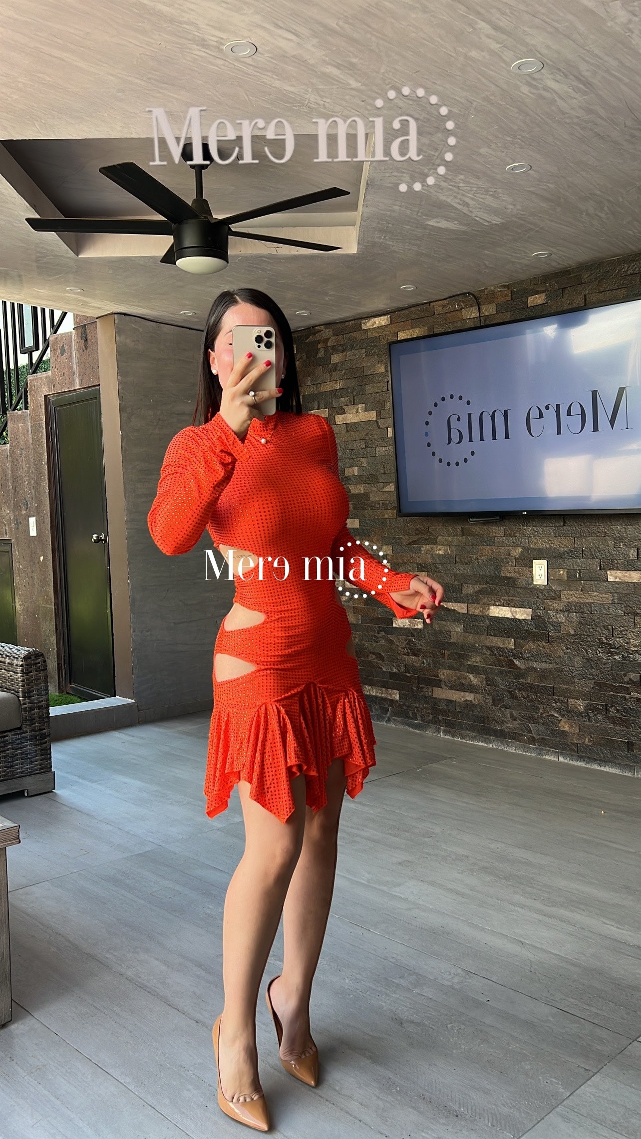 Vestido naranja puntos ml