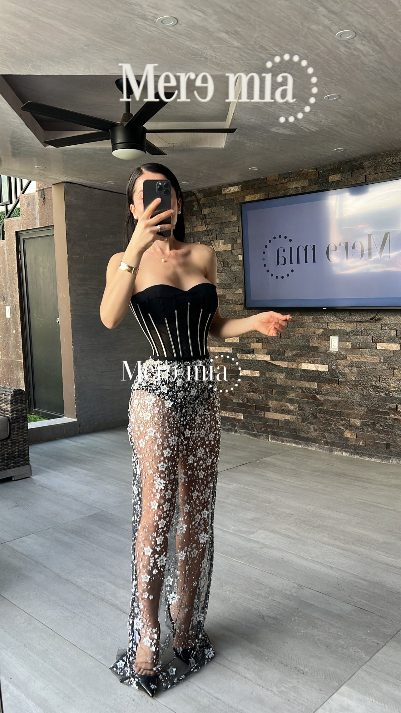 Conjunto negro estrellas falda