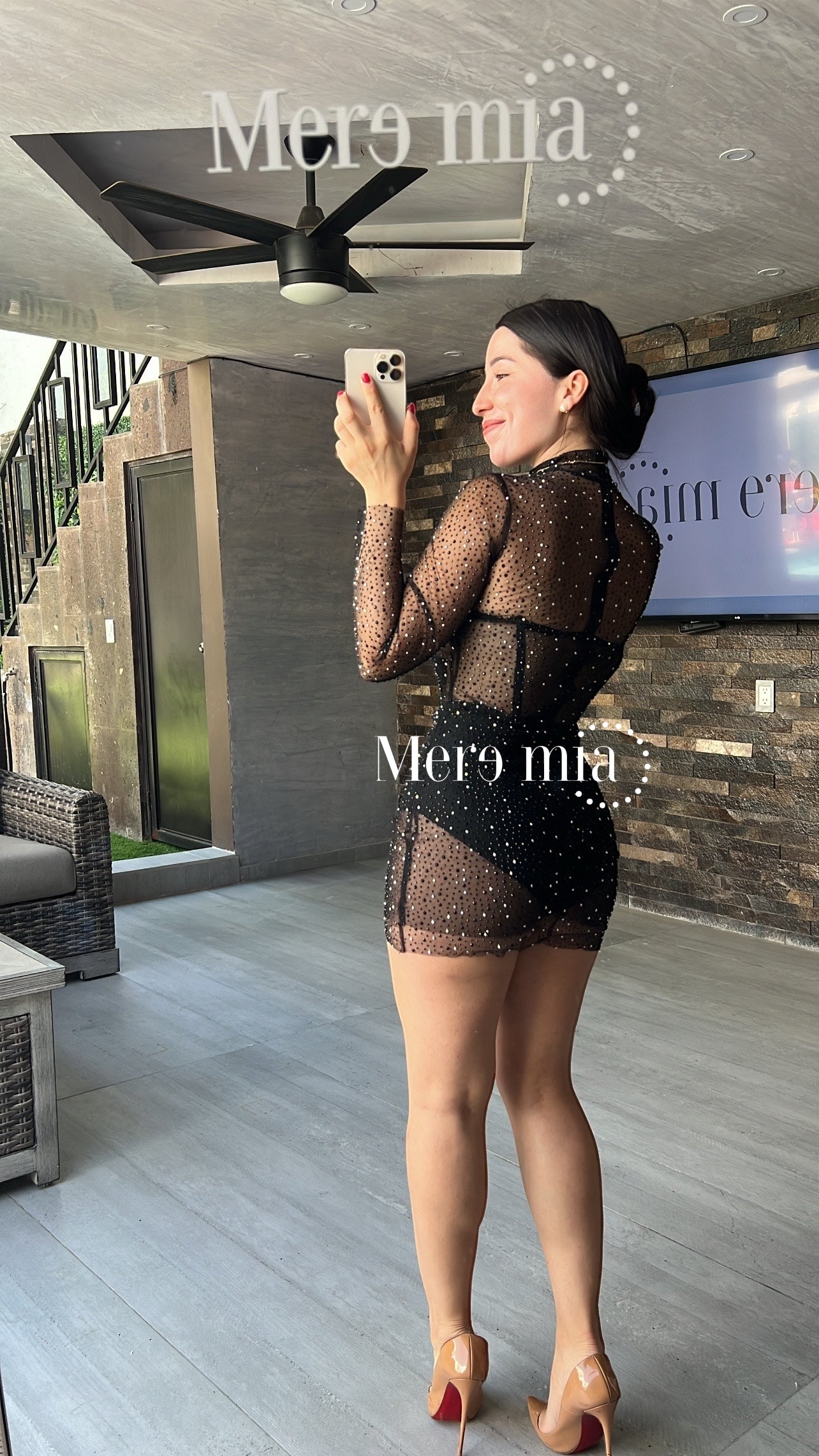 Vestido negro malla punt