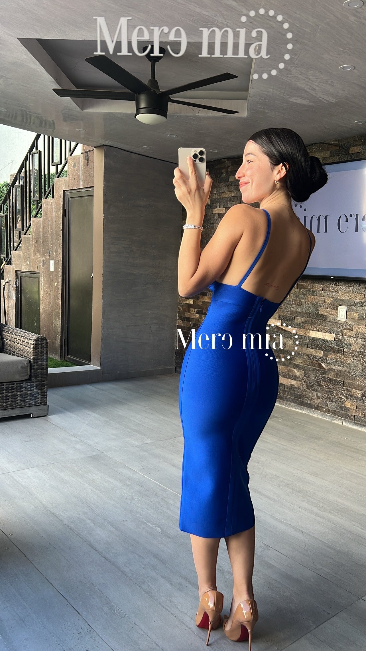 Vestido azul midi liso