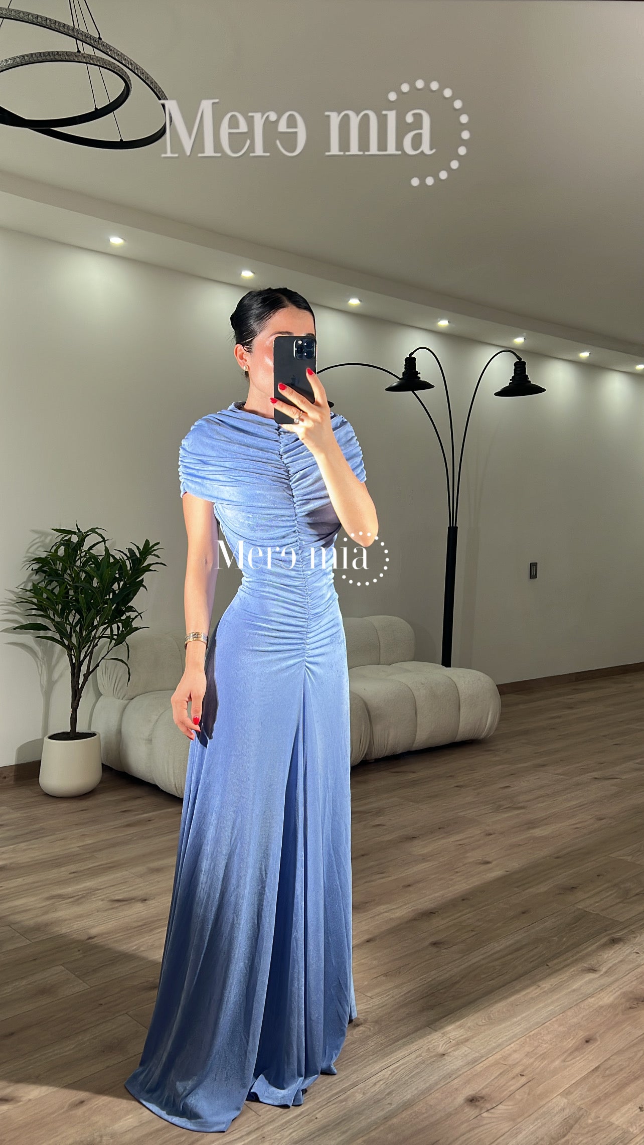 Vestido chal plisado cuello