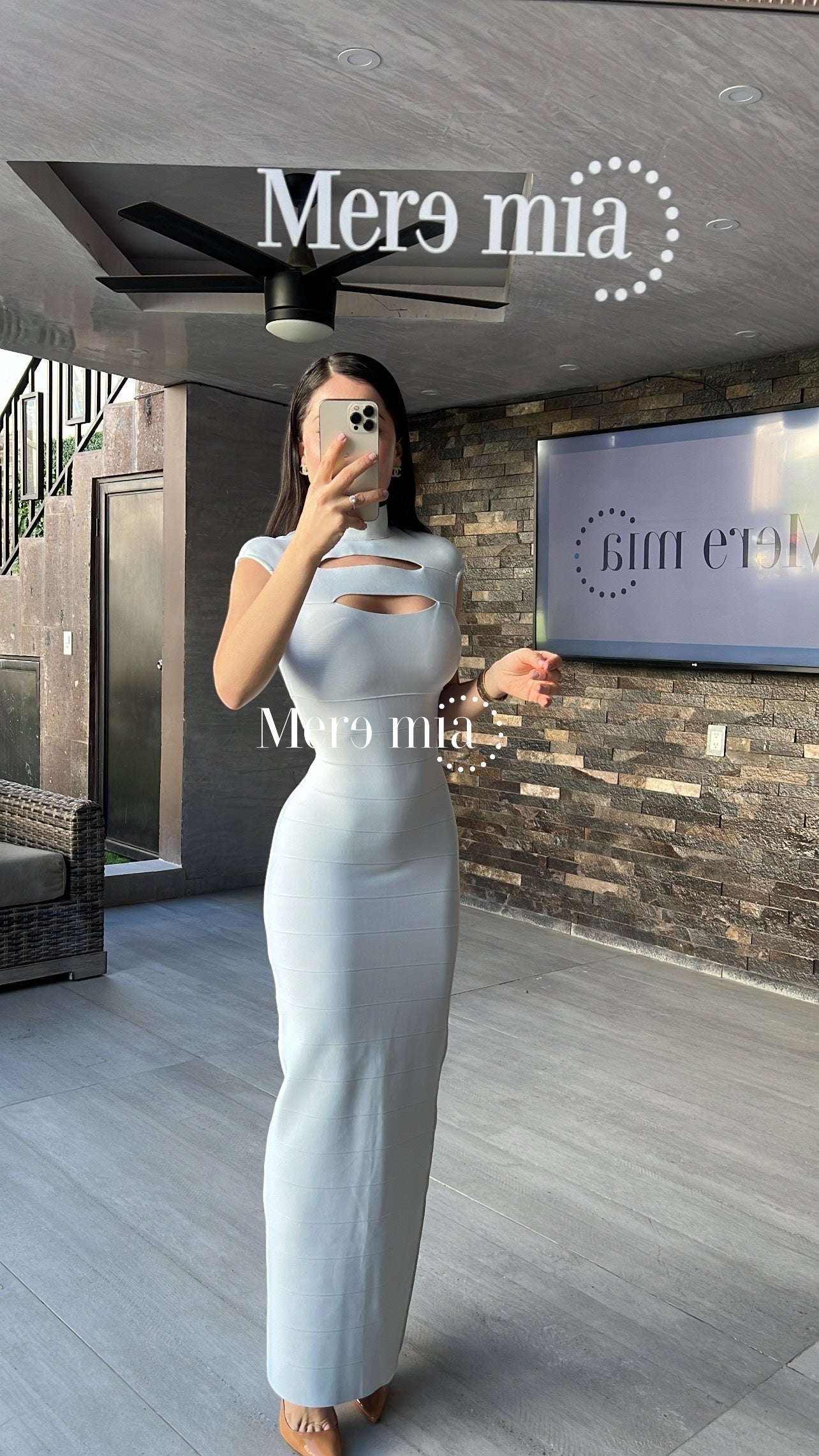Vestido gris rayado