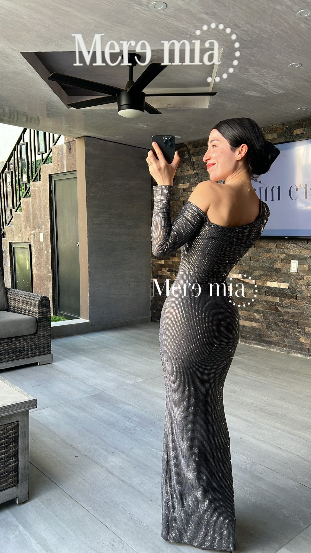 Vestido un hombro puntos suelto