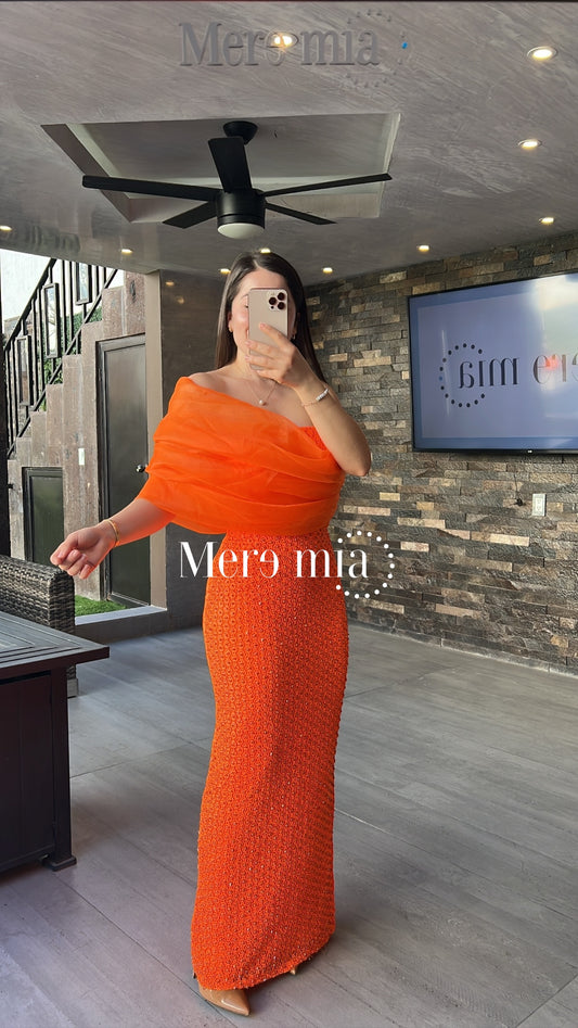 Vestido naranja apl tul