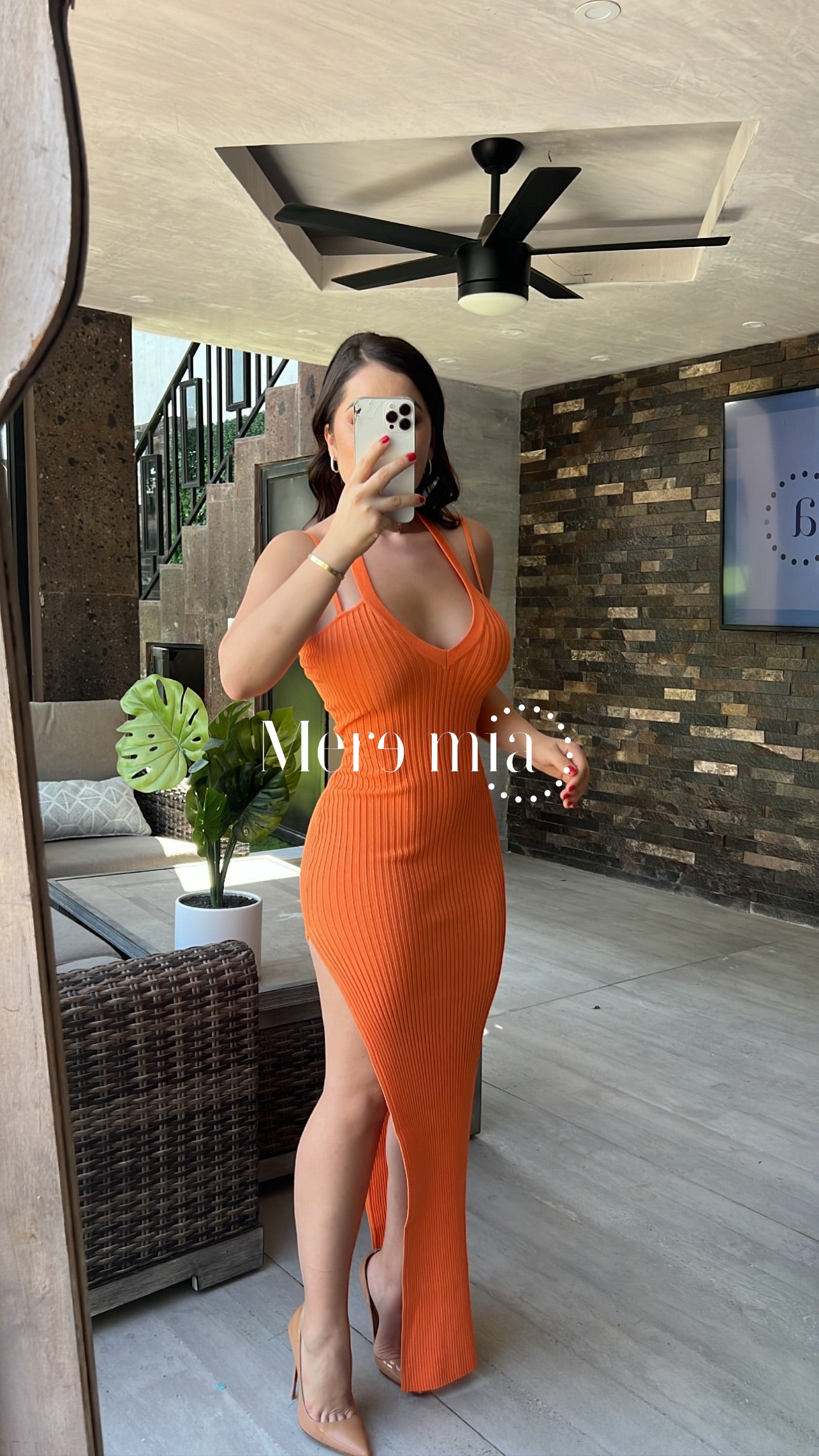 Vestido naranja stretch