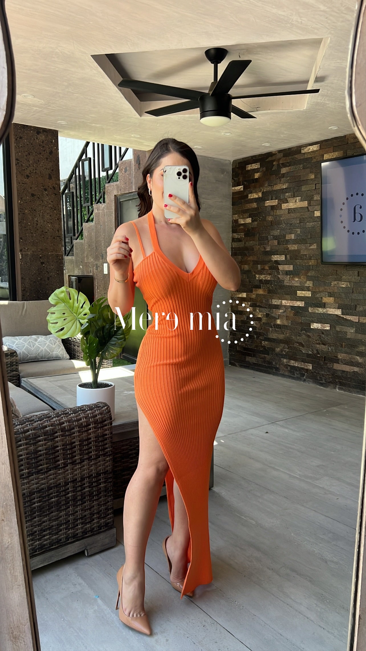 Vestido naranja stretch