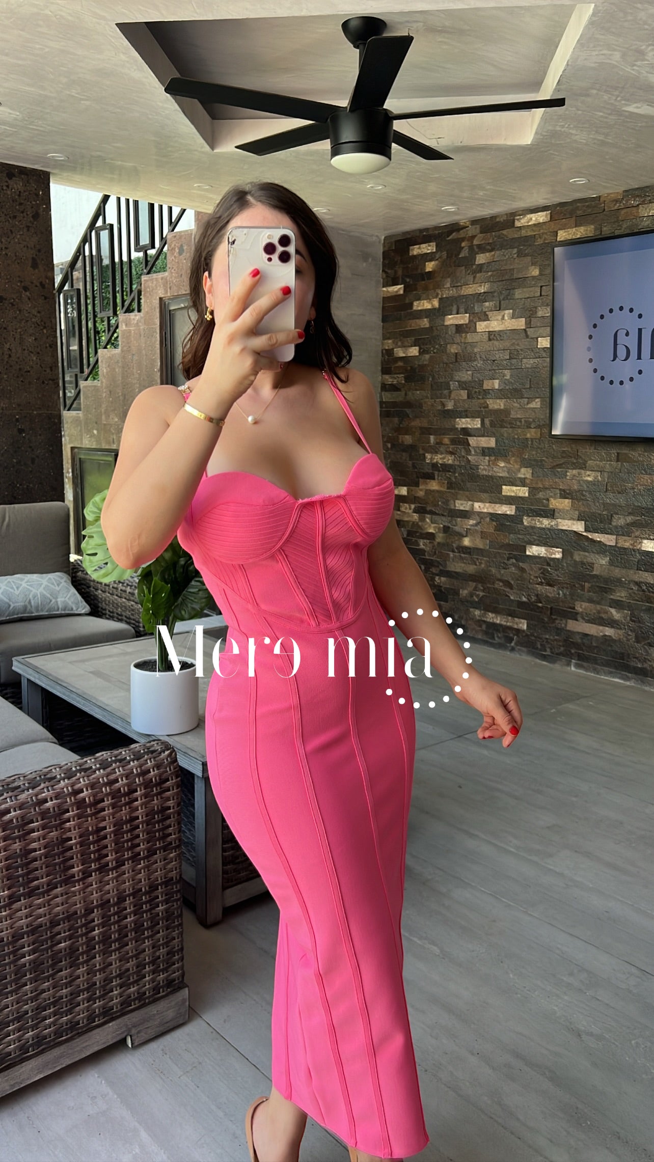 Vestido rosa midi