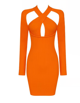 Vestido naranja manga larga