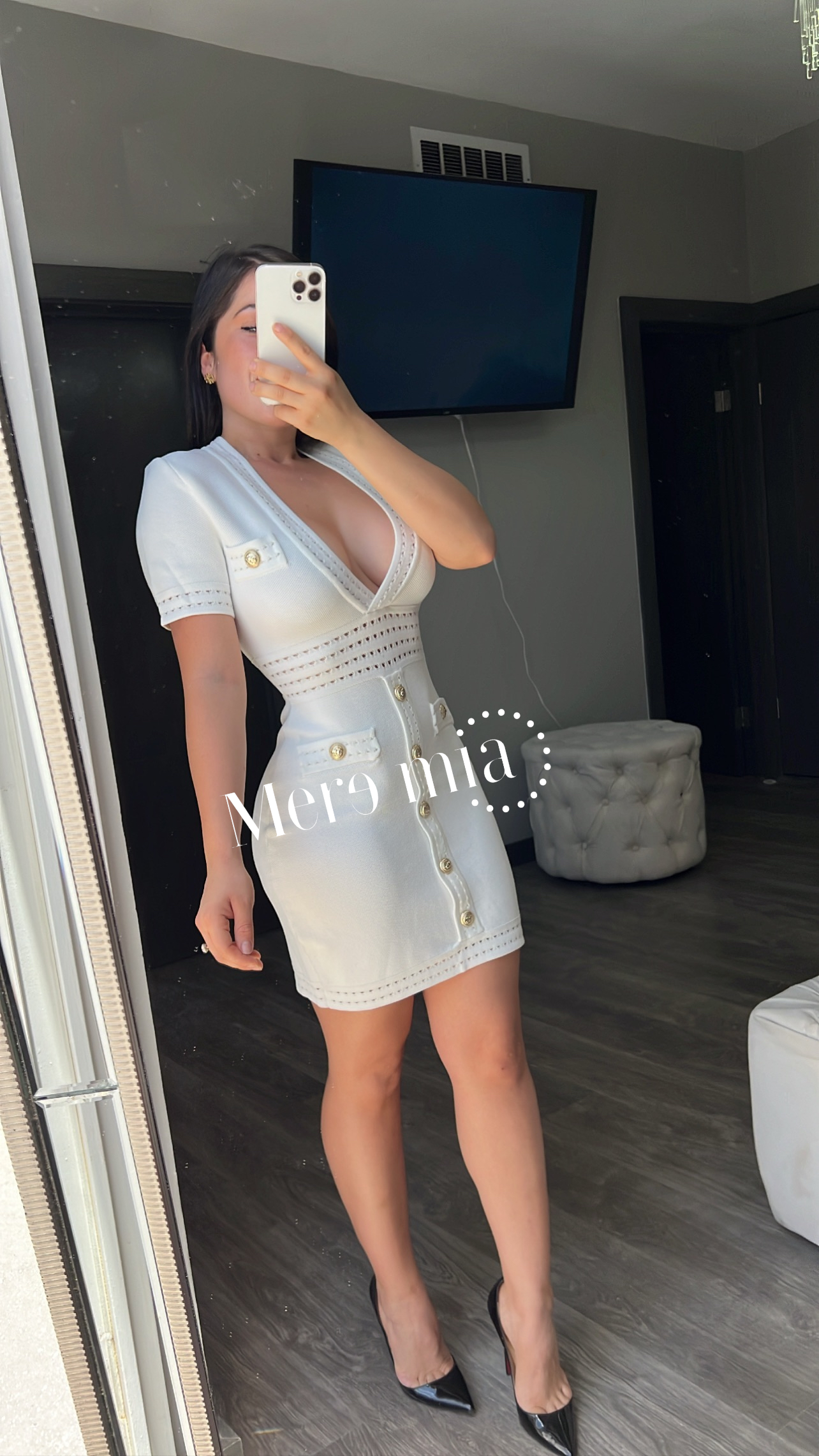 Vestido blanco escote V