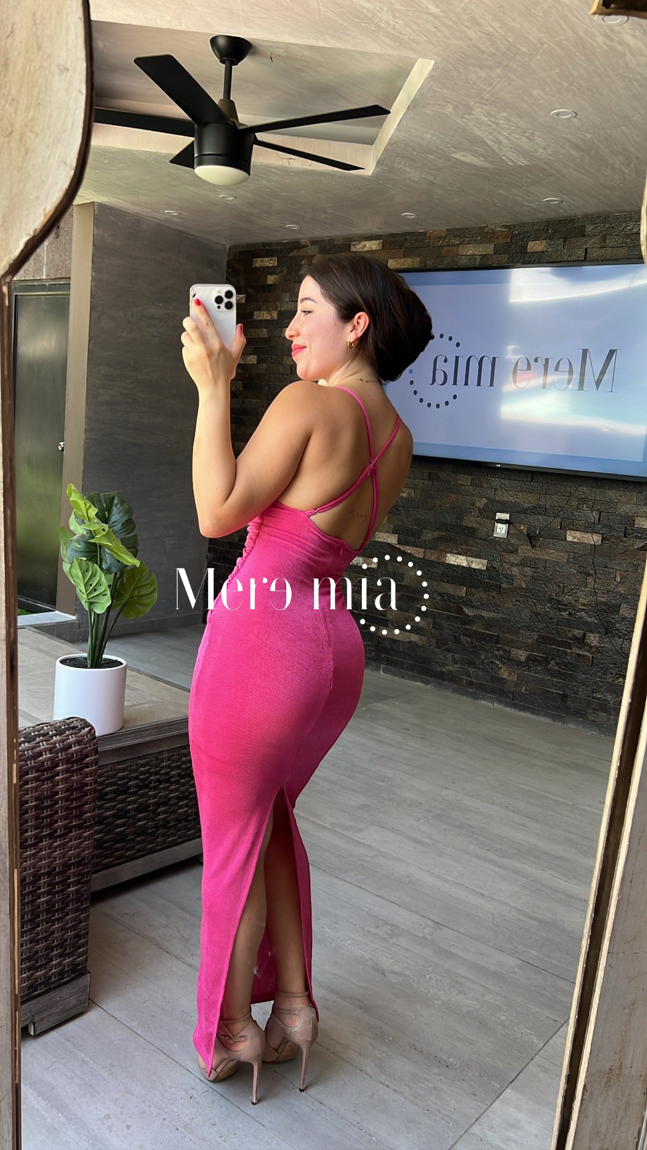 Vestido rosa midi