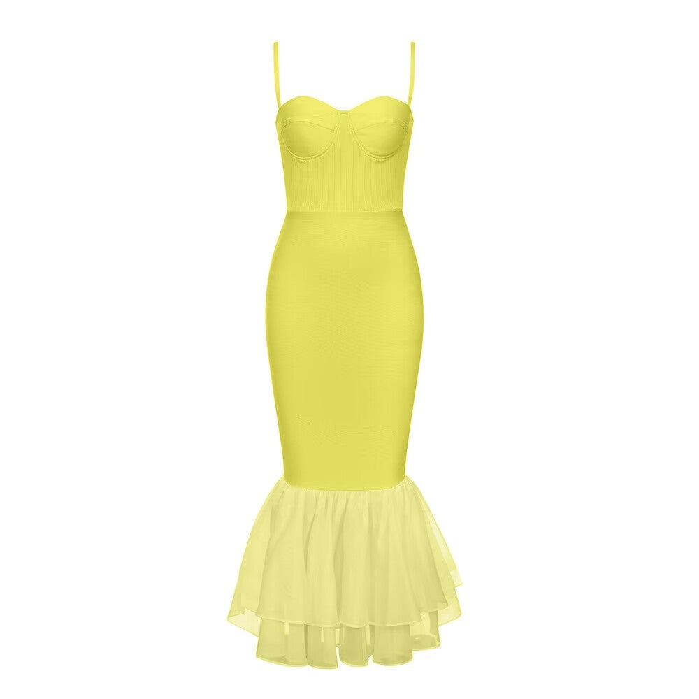 Vestido amarillo tul abajo