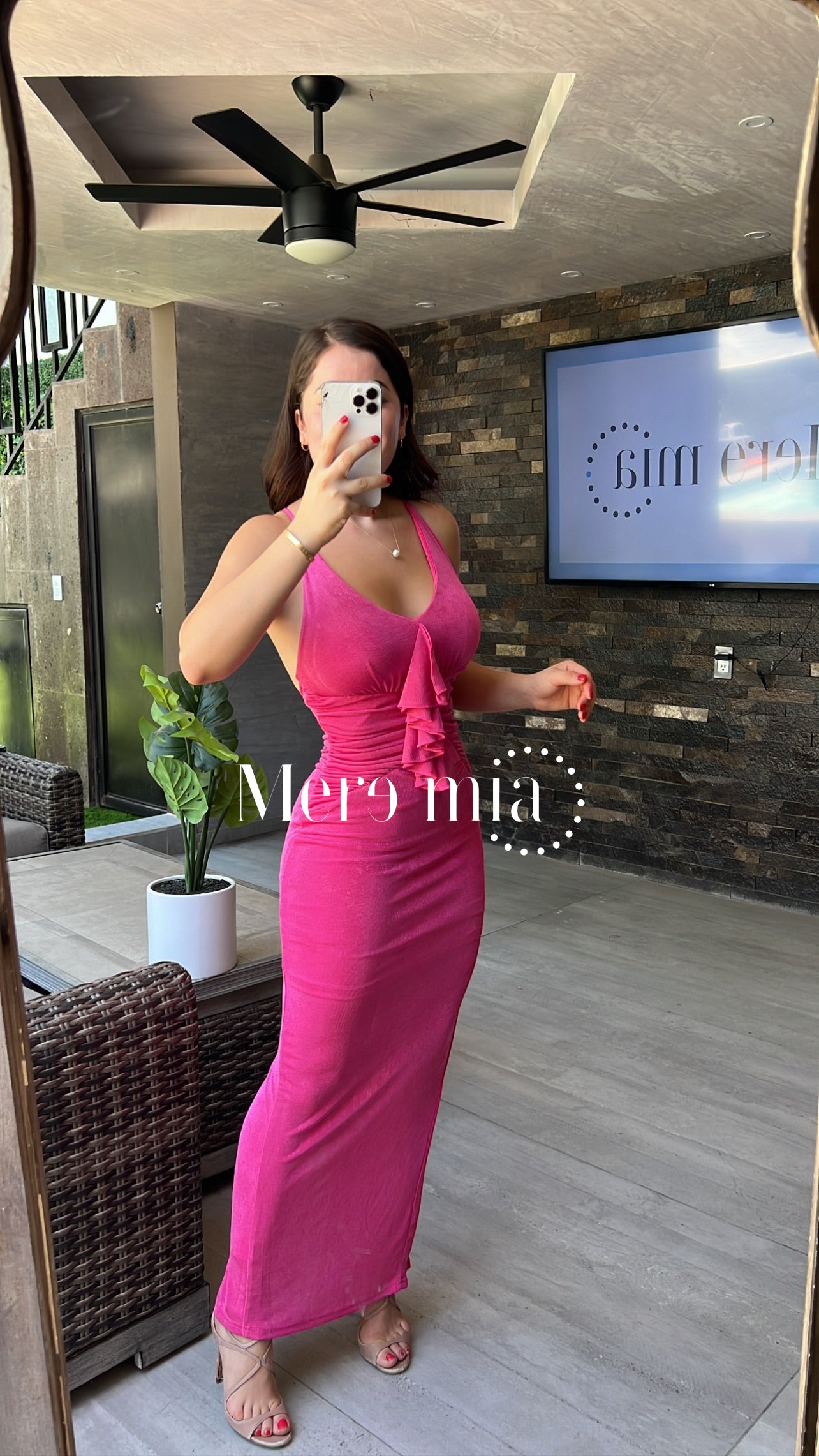 Vestido rosa midi