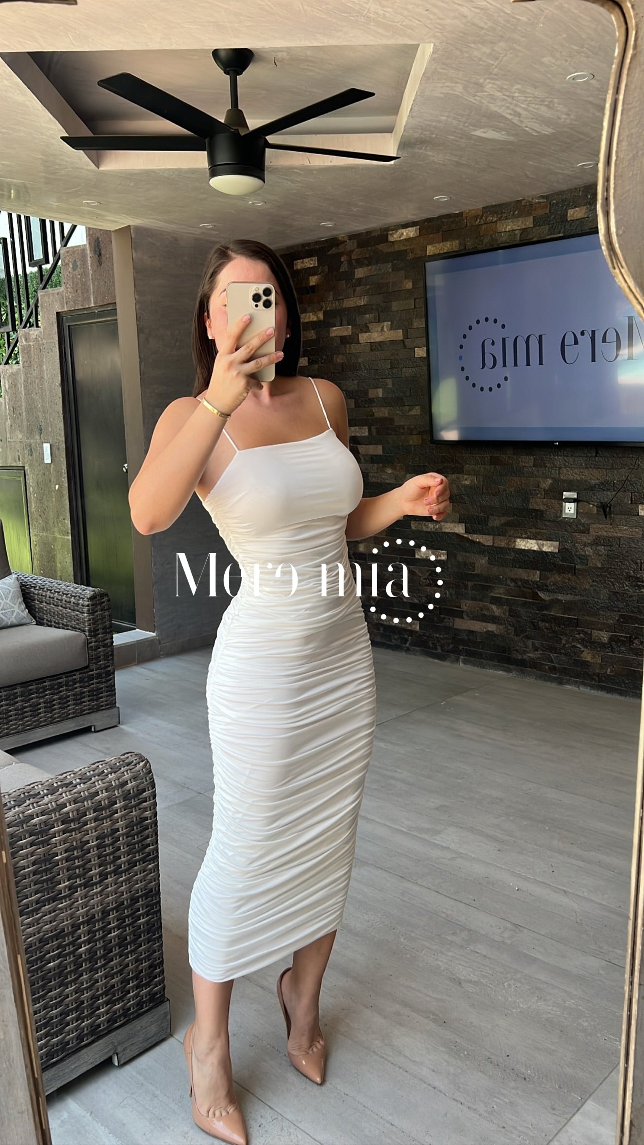 Vestido plisado blanco