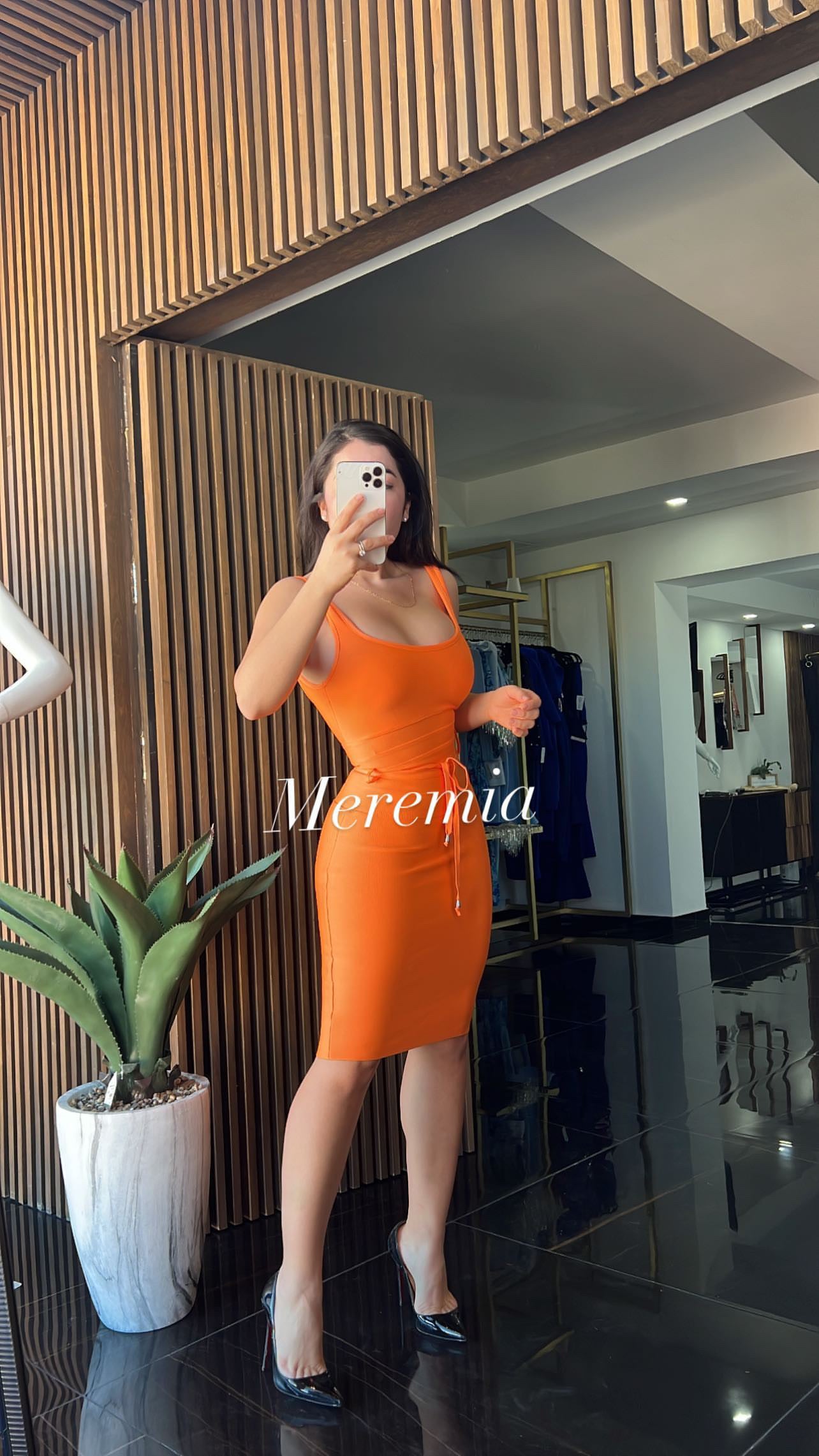 Vestido bandage de cintó naranja