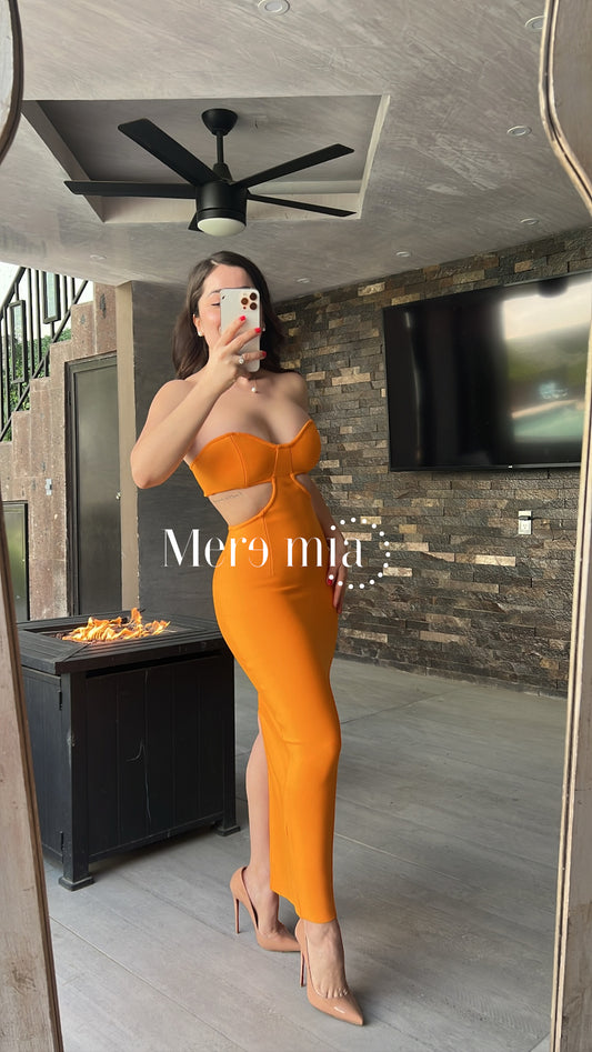 Vestido naranja strapples