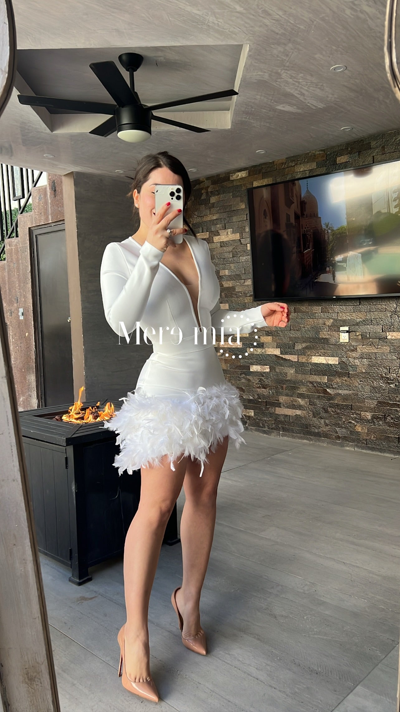 Vestido plumas blanco