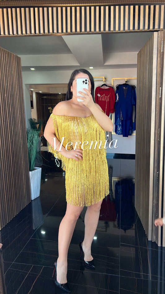 Vestido amarillo strapless tipo corset – Meremiamx