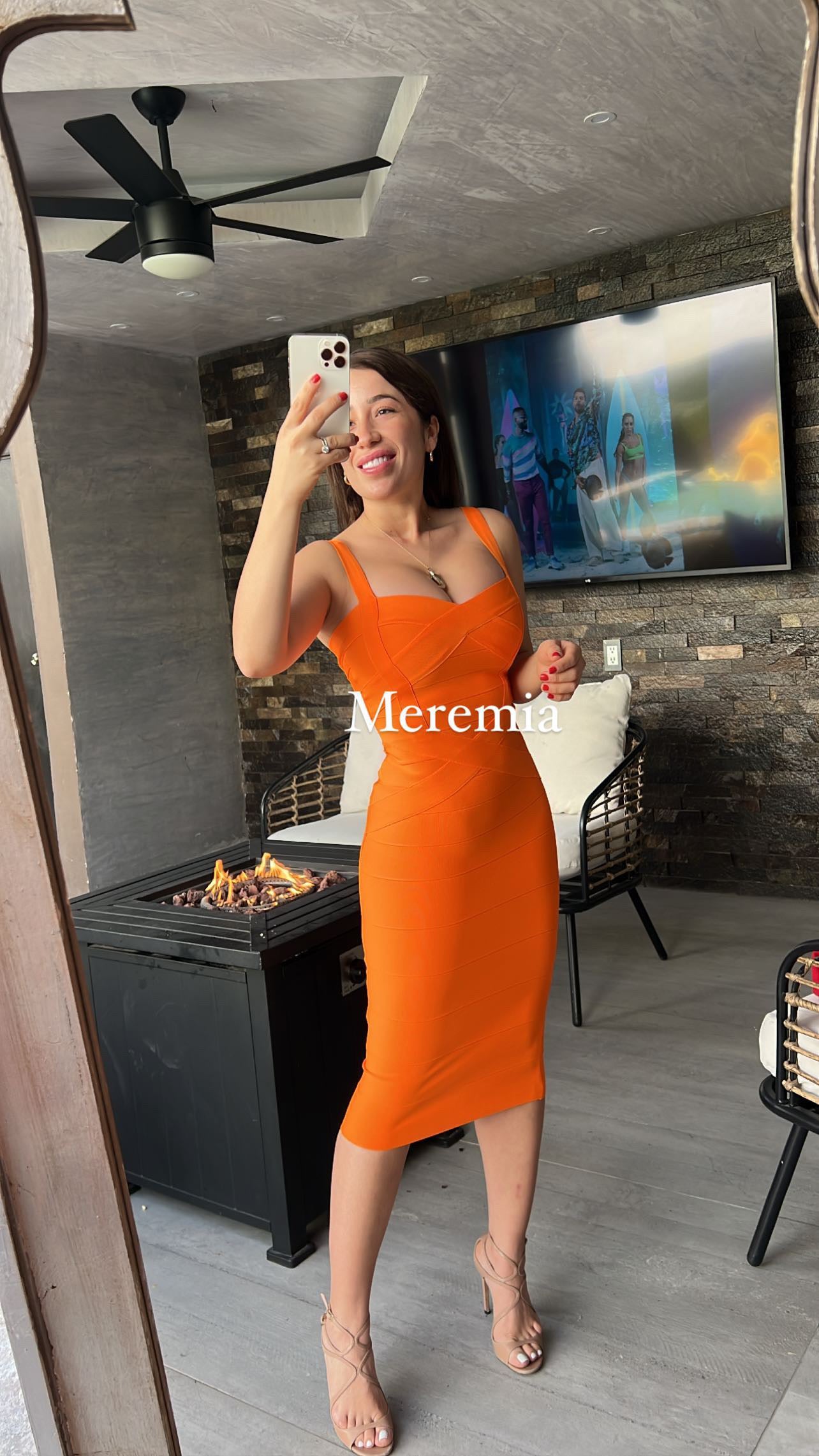 Vestido tirantes naranja