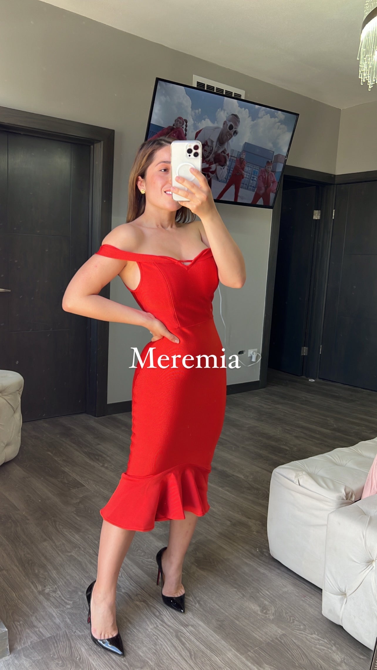 Vestido rojo hombros