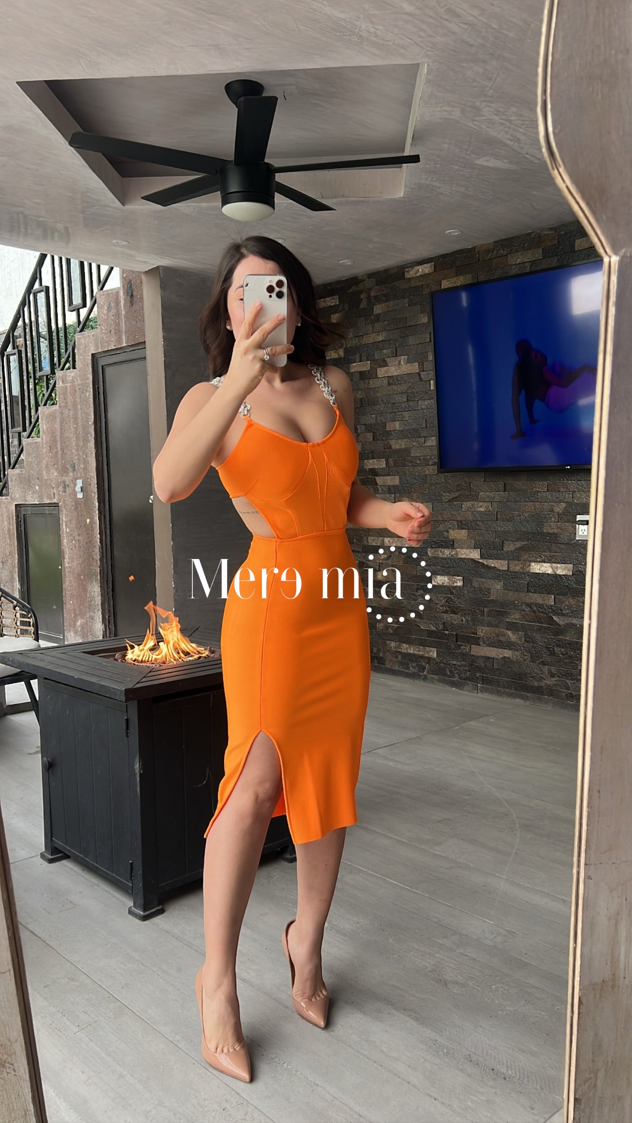 Vestido naranja tirantes Plata