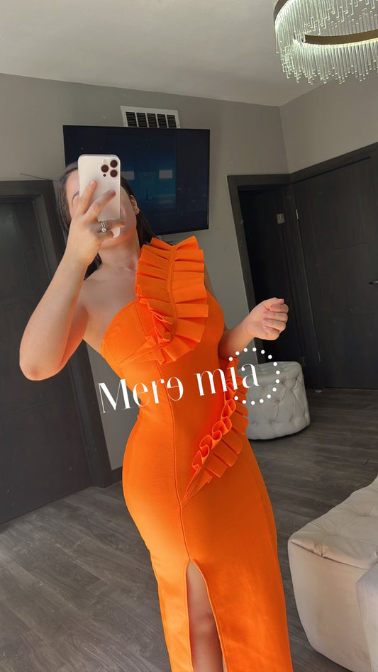 Vestido naranja escarola