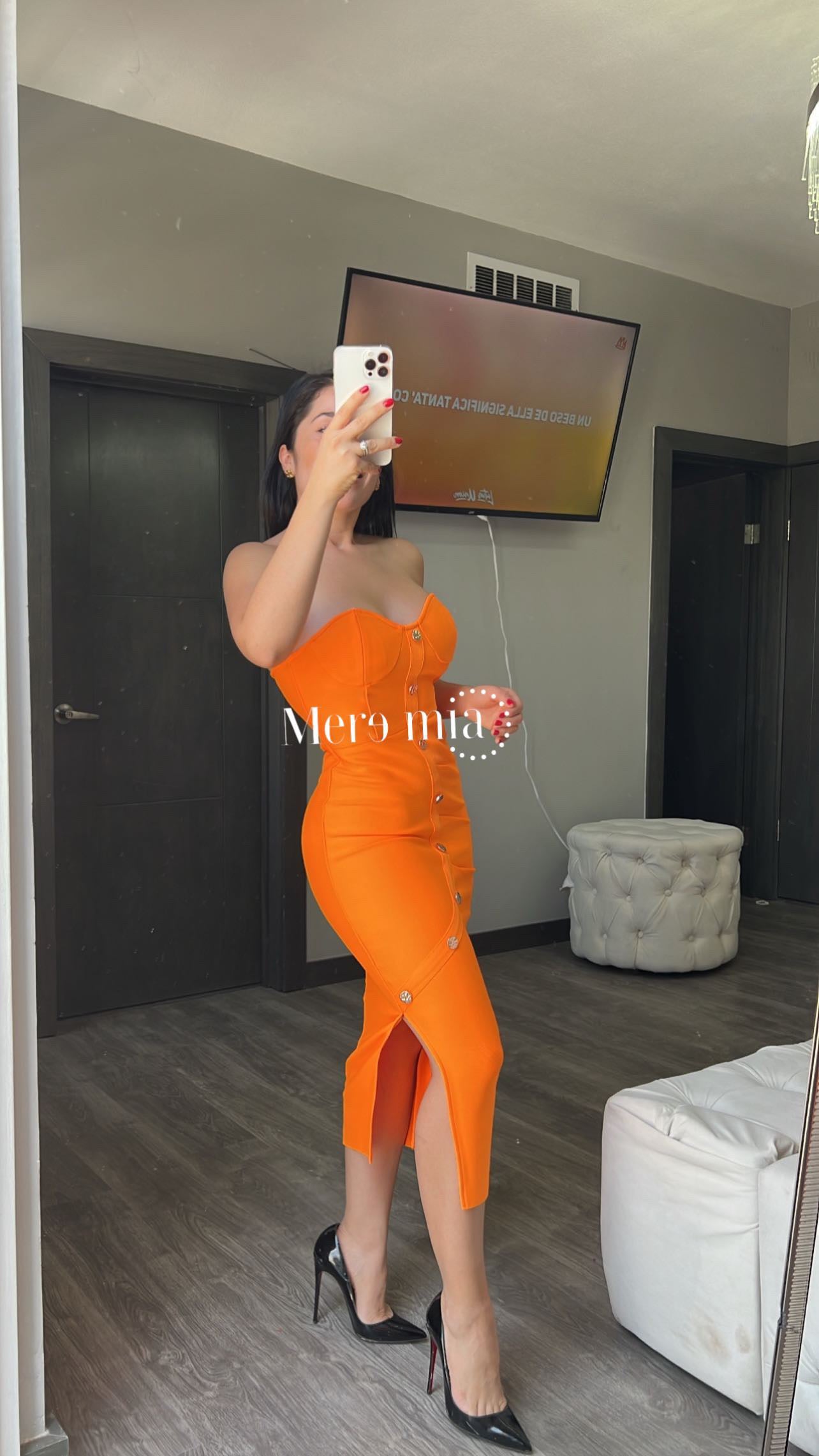 Vestido naranja straples