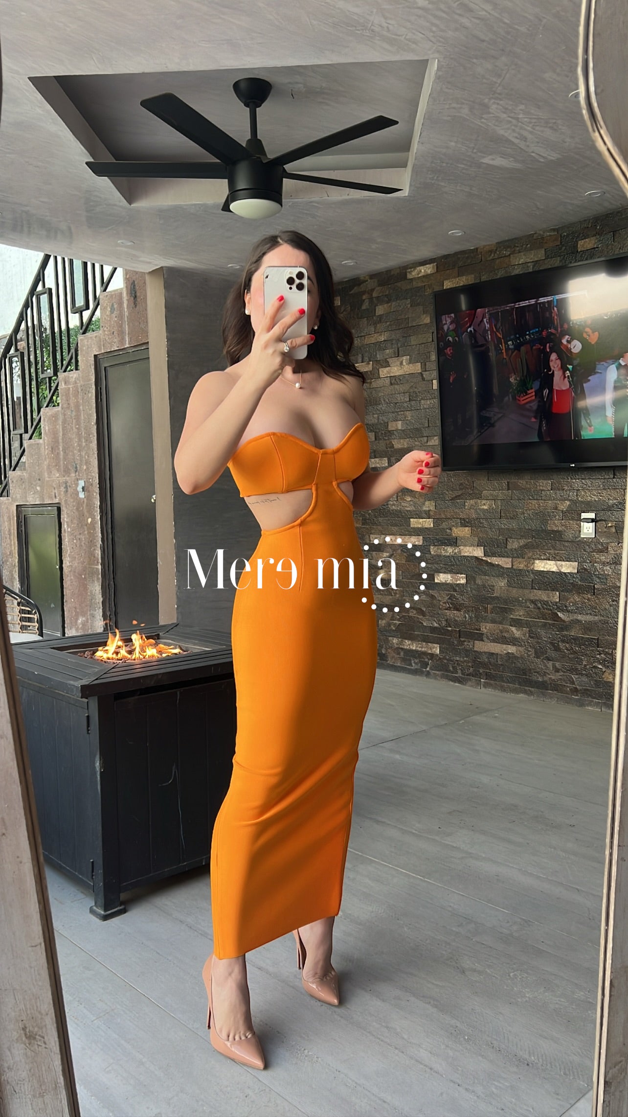 Vestido naranja strapples